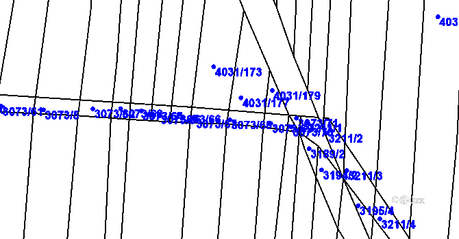 Parcela st. 3073/68 v KÚ Hluk, Katastrální mapa