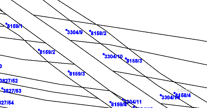 Parcela st. 3304/10 v KÚ Hluk, Katastrální mapa