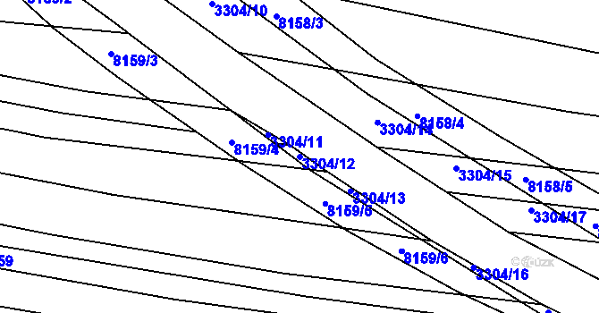 Parcela st. 3304/12 v KÚ Hluk, Katastrální mapa