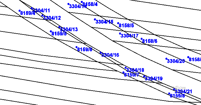 Parcela st. 3304/16 v KÚ Hluk, Katastrální mapa