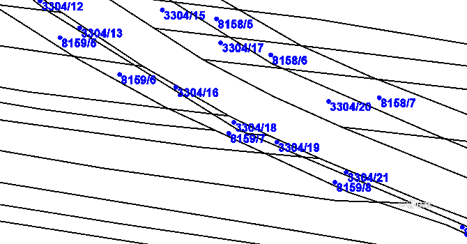 Parcela st. 3304/18 v KÚ Hluk, Katastrální mapa