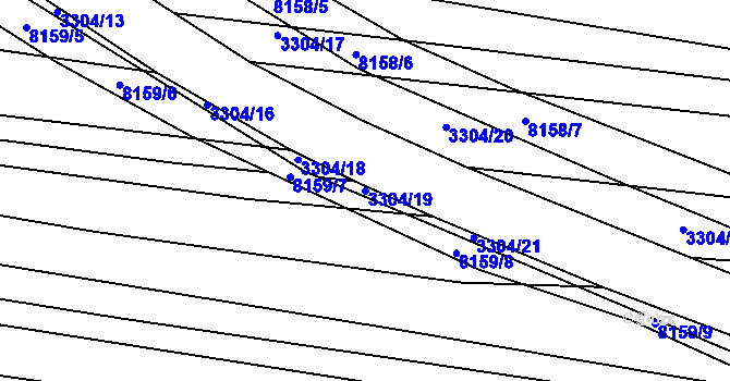 Parcela st. 3304/19 v KÚ Hluk, Katastrální mapa