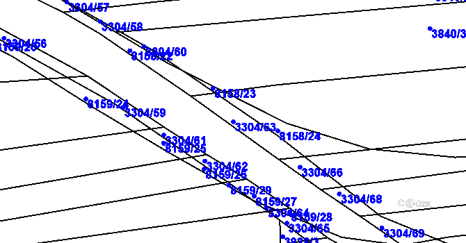 Parcela st. 3304/63 v KÚ Hluk, Katastrální mapa