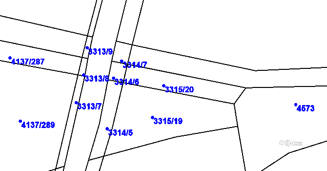 Parcela st. 3315/20 v KÚ Hluk, Katastrální mapa