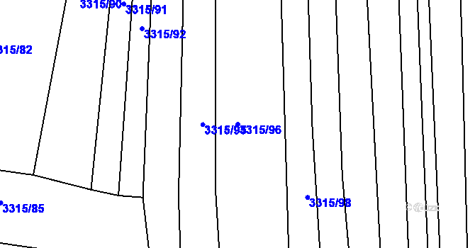 Parcela st. 3315/96 v KÚ Hluk, Katastrální mapa