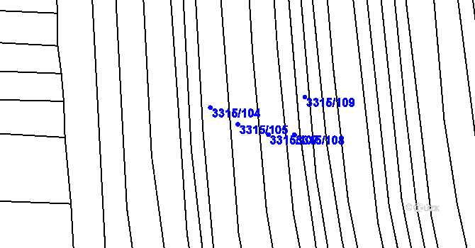 Parcela st. 3315/105 v KÚ Hluk, Katastrální mapa