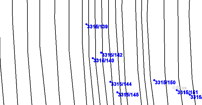 Parcela st. 3315/142 v KÚ Hluk, Katastrální mapa