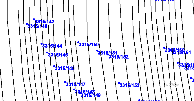 Parcela st. 3315/151 v KÚ Hluk, Katastrální mapa