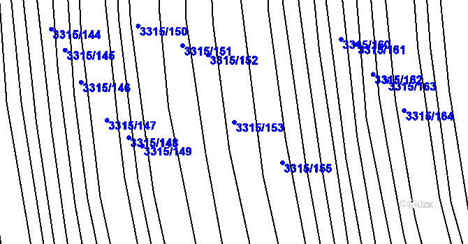 Parcela st. 3315/153 v KÚ Hluk, Katastrální mapa