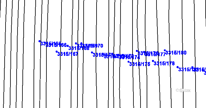 Parcela st. 3315/172 v KÚ Hluk, Katastrální mapa