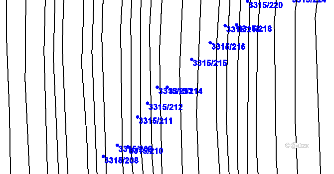 Parcela st. 3315/214 v KÚ Hluk, Katastrální mapa