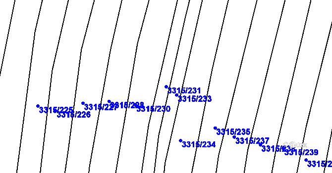 Parcela st. 3315/231 v KÚ Hluk, Katastrální mapa