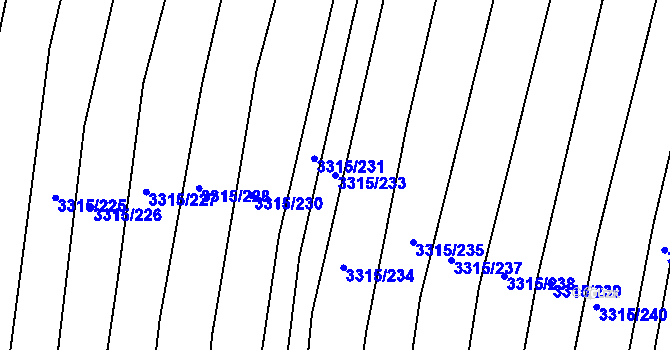 Parcela st. 3315/233 v KÚ Hluk, Katastrální mapa