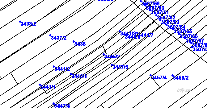 Parcela st. 3445/2 v KÚ Hluk, Katastrální mapa