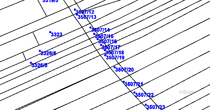 Parcela st. 3507/19 v KÚ Hluk, Katastrální mapa