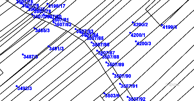 Parcela st. 3507/87 v KÚ Hluk, Katastrální mapa
