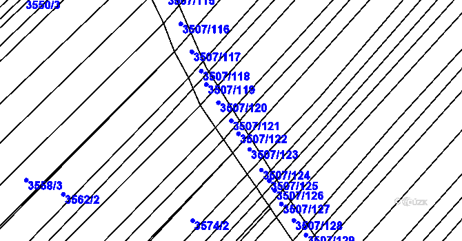 Parcela st. 3507/121 v KÚ Hluk, Katastrální mapa