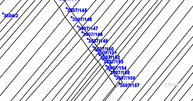 Parcela st. 3507/151 v KÚ Hluk, Katastrální mapa