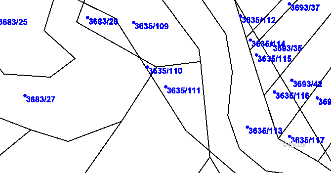 Parcela st. 3635/111 v KÚ Hluk, Katastrální mapa