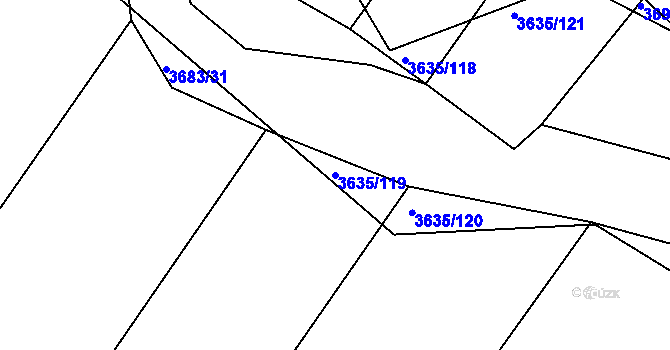 Parcela st. 3635/119 v KÚ Hluk, Katastrální mapa