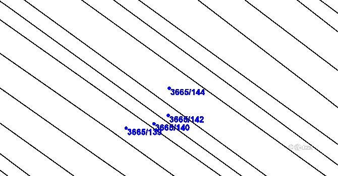 Parcela st. 3665/144 v KÚ Hluk, Katastrální mapa