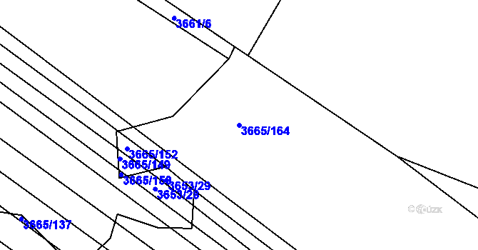 Parcela st. 3665/164 v KÚ Hluk, Katastrální mapa