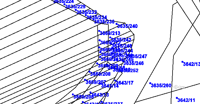 Parcela st. 3669/214 v KÚ Hluk, Katastrální mapa