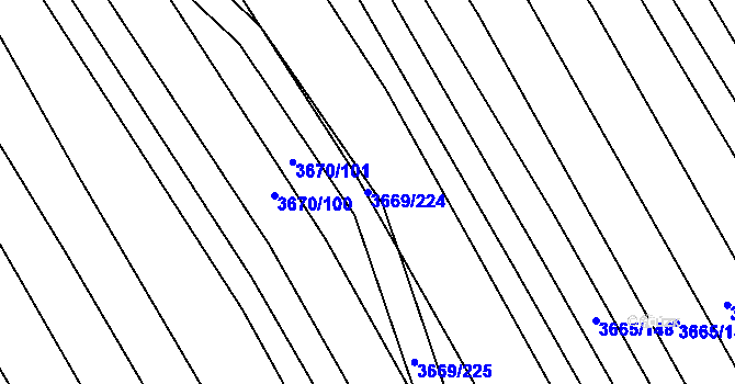 Parcela st. 3669/224 v KÚ Hluk, Katastrální mapa