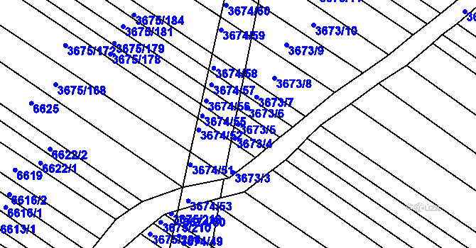 Parcela st. 3673/5 v KÚ Hluk, Katastrální mapa