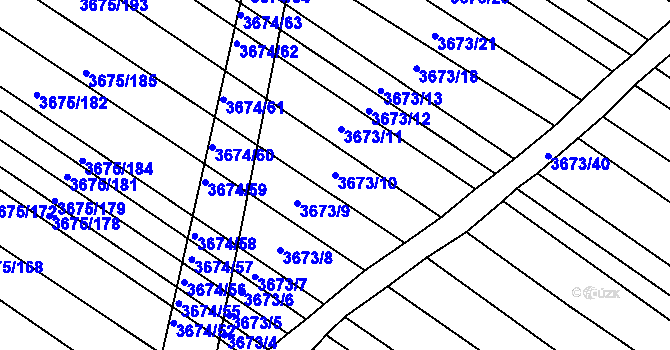 Parcela st. 3673/10 v KÚ Hluk, Katastrální mapa