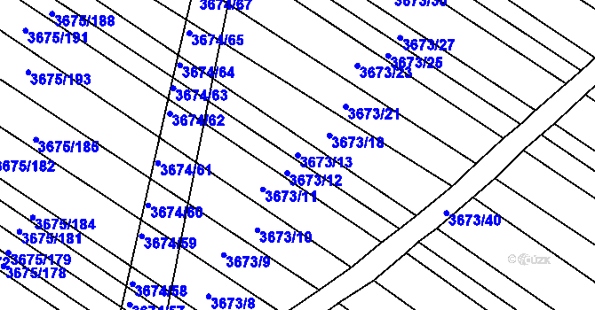 Parcela st. 3673/13 v KÚ Hluk, Katastrální mapa