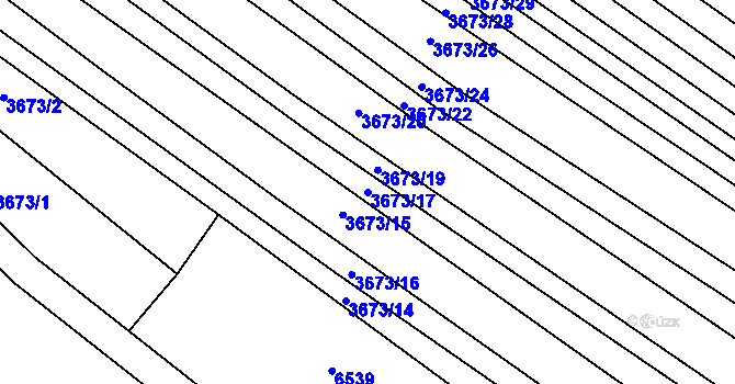 Parcela st. 3673/17 v KÚ Hluk, Katastrální mapa
