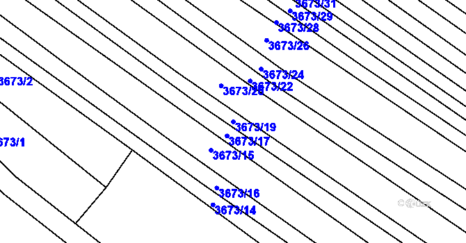Parcela st. 3673/19 v KÚ Hluk, Katastrální mapa