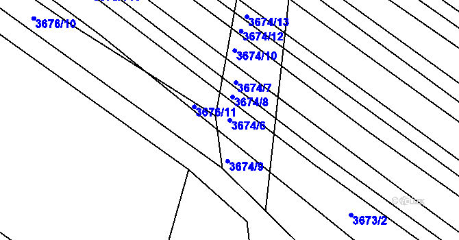 Parcela st. 3674/6 v KÚ Hluk, Katastrální mapa