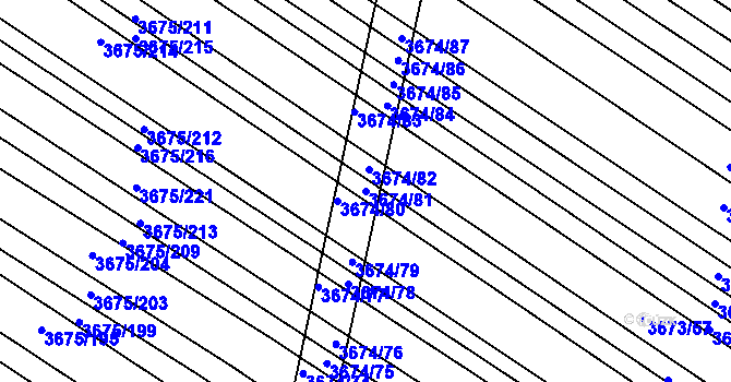 Parcela st. 3674/81 v KÚ Hluk, Katastrální mapa