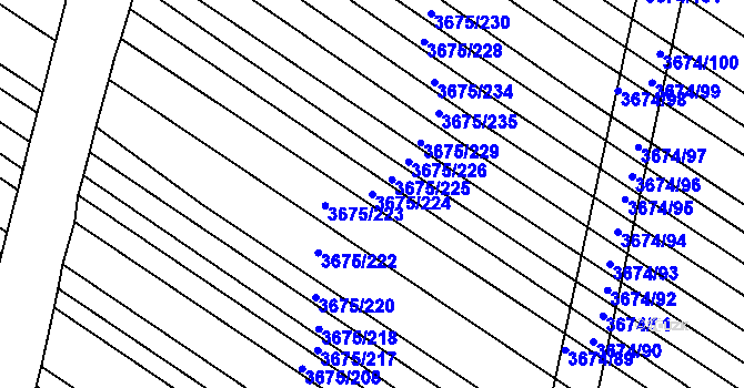 Parcela st. 3675/224 v KÚ Hluk, Katastrální mapa