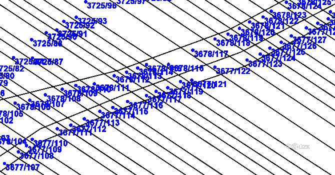 Parcela st. 3677/119 v KÚ Hluk, Katastrální mapa
