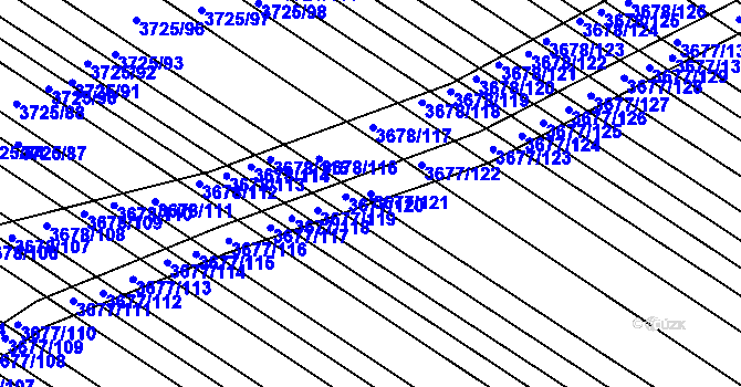 Parcela st. 3677/121 v KÚ Hluk, Katastrální mapa