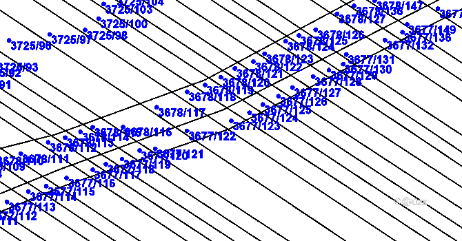 Parcela st. 3677/123 v KÚ Hluk, Katastrální mapa