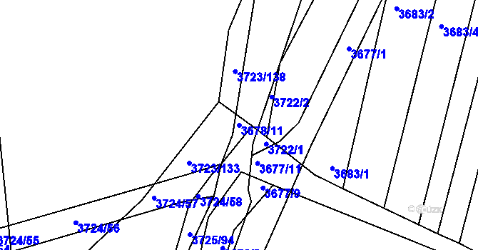 Parcela st. 3678/11 v KÚ Hluk, Katastrální mapa
