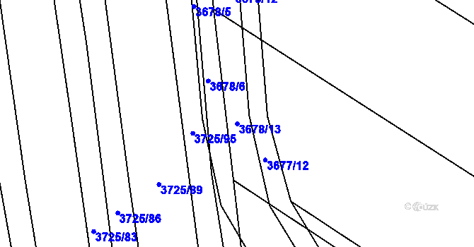 Parcela st. 3678/13 v KÚ Hluk, Katastrální mapa