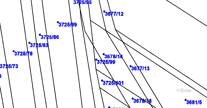 Parcela st. 3678/14 v KÚ Hluk, Katastrální mapa