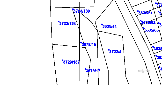 Parcela st. 3678/15 v KÚ Hluk, Katastrální mapa