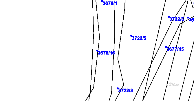 Parcela st. 3678/16 v KÚ Hluk, Katastrální mapa