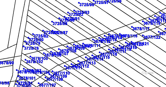 Parcela st. 3678/111 v KÚ Hluk, Katastrální mapa
