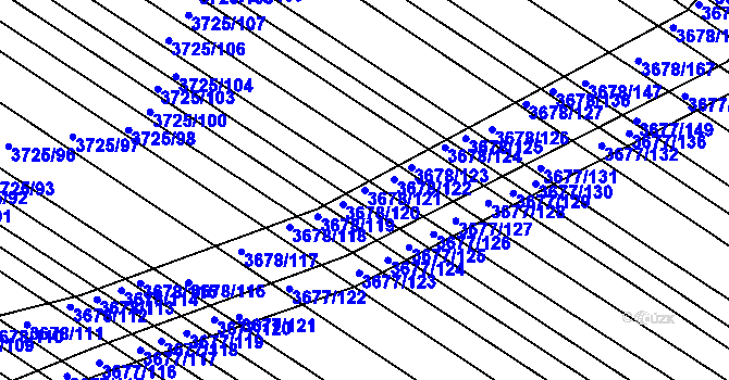 Parcela st. 3678/121 v KÚ Hluk, Katastrální mapa