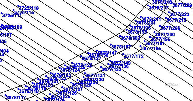 Parcela st. 3678/147 v KÚ Hluk, Katastrální mapa