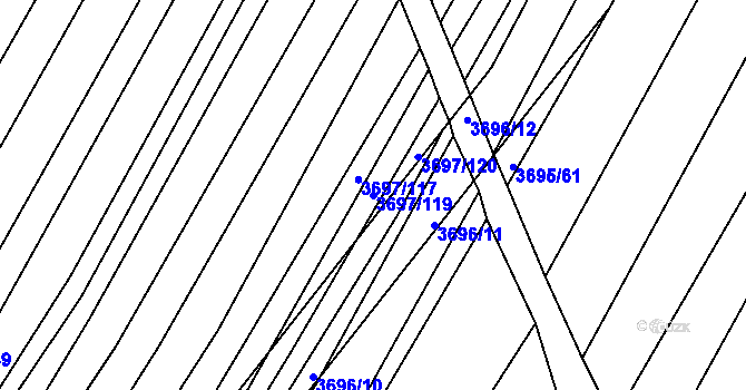 Parcela st. 3697/119 v KÚ Hluk, Katastrální mapa