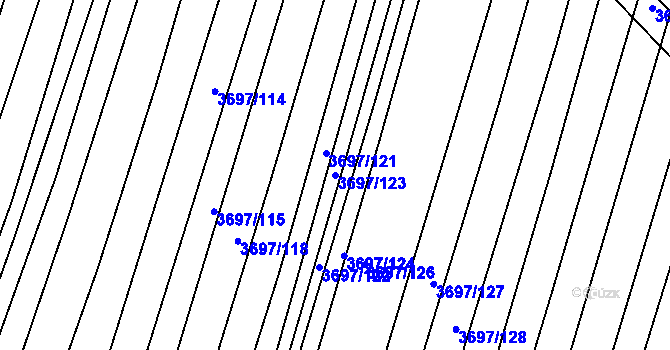 Parcela st. 3697/123 v KÚ Hluk, Katastrální mapa
