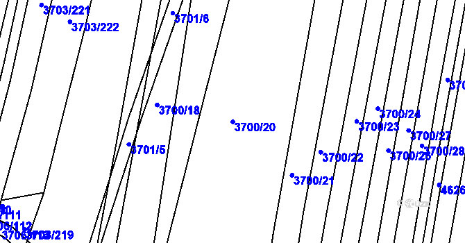 Parcela st. 3700/20 v KÚ Hluk, Katastrální mapa